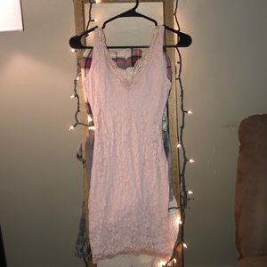 Pink lace romantic mini dress